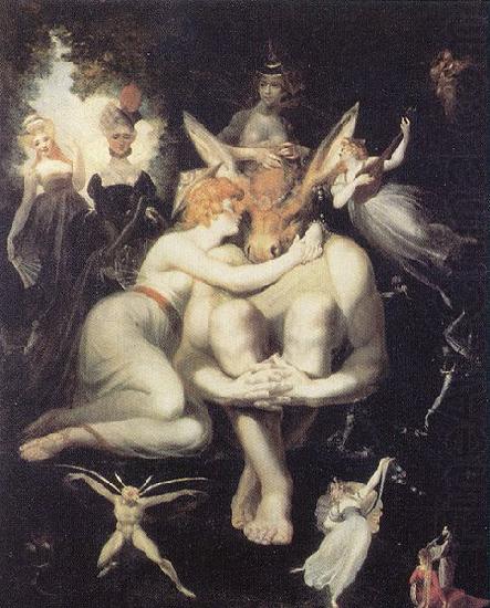 Titania liebkost den eselkopfigen Bottom, Heinrich Fussli